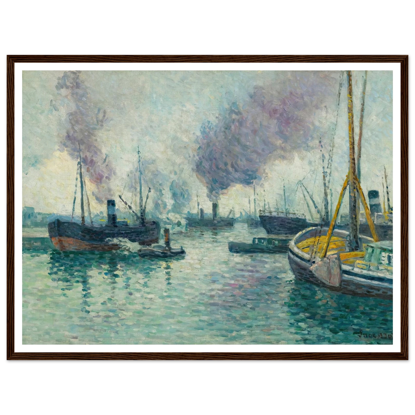 Le Port De Rotterdam (1907) Art Print | Maximilien Luce - Framed Poster - 30x40 cm / 12x16″ - Black frame
