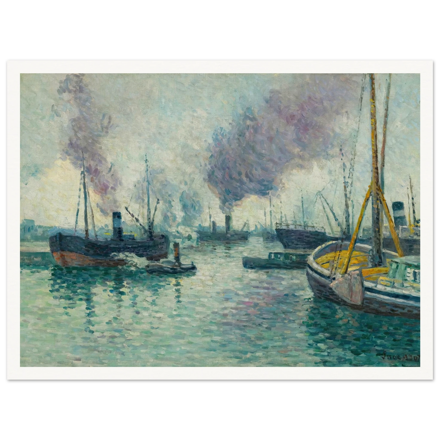 Le Port De Rotterdam (1907) Art Print | Maximilien Luce - Framed Poster - 30x40 cm / 12x16″ - Black frame