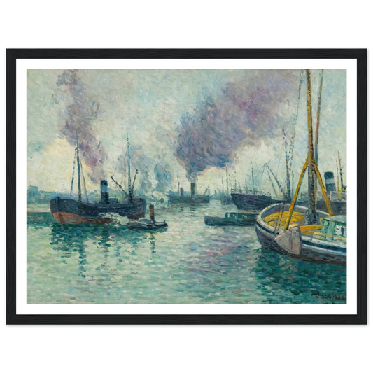 Le Port De Rotterdam (1907) Art Print | Maximilien Luce - Framed Poster - 30x40 cm / 12x16″ - Black frame