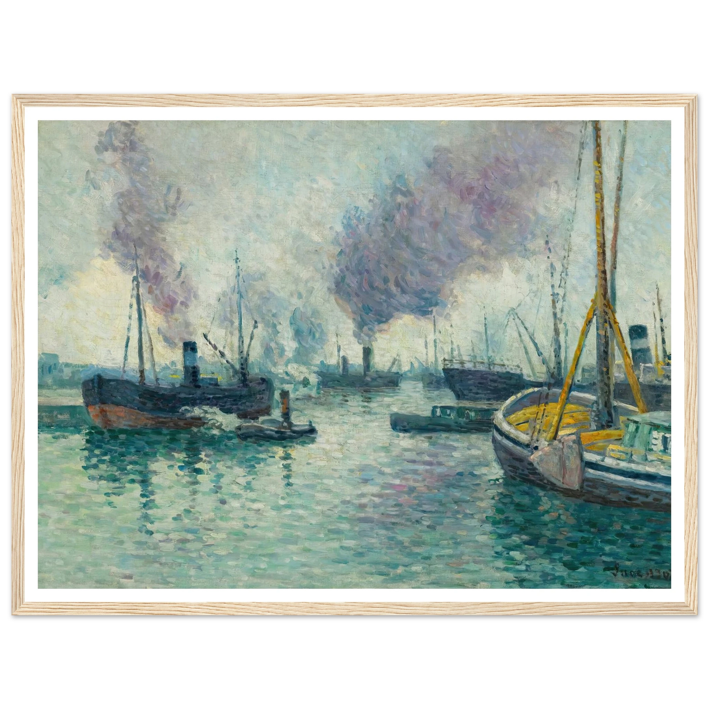 Le Port De Rotterdam (1907) Art Print | Maximilien Luce - Framed Poster - 30x40 cm / 12x16″ - Black frame