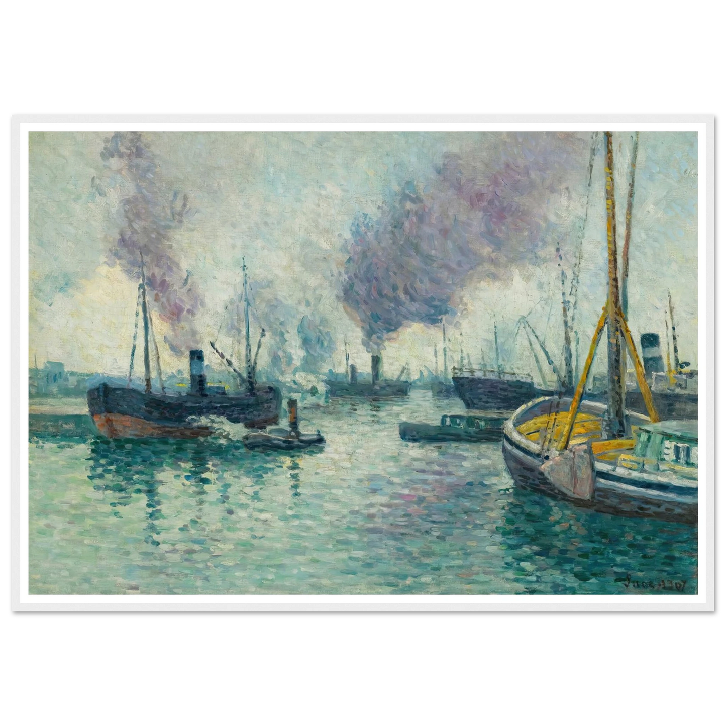 Le Port De Rotterdam (1907) Art Print | Maximilien Luce - Framed Poster - 30x40 cm / 12x16″ - Black frame