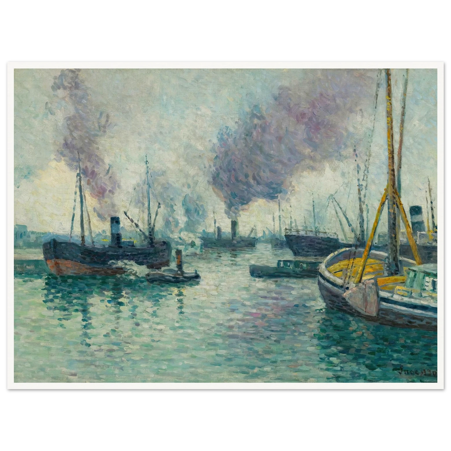 Le Port De Rotterdam (1907) Art Print | Maximilien Luce - Framed Poster - 30x40 cm / 12x16″ - Black frame