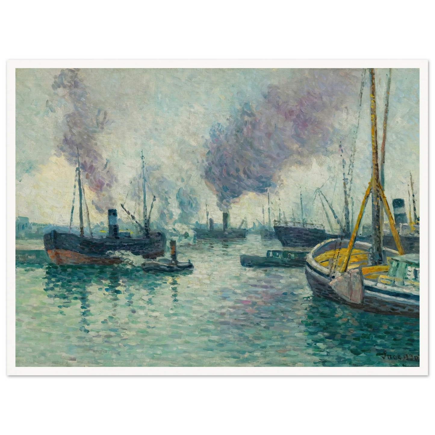 Le Port De Rotterdam (1907) Art Print | Maximilien Luce - Framed Poster - 30x40 cm / 12x16″ - Black frame