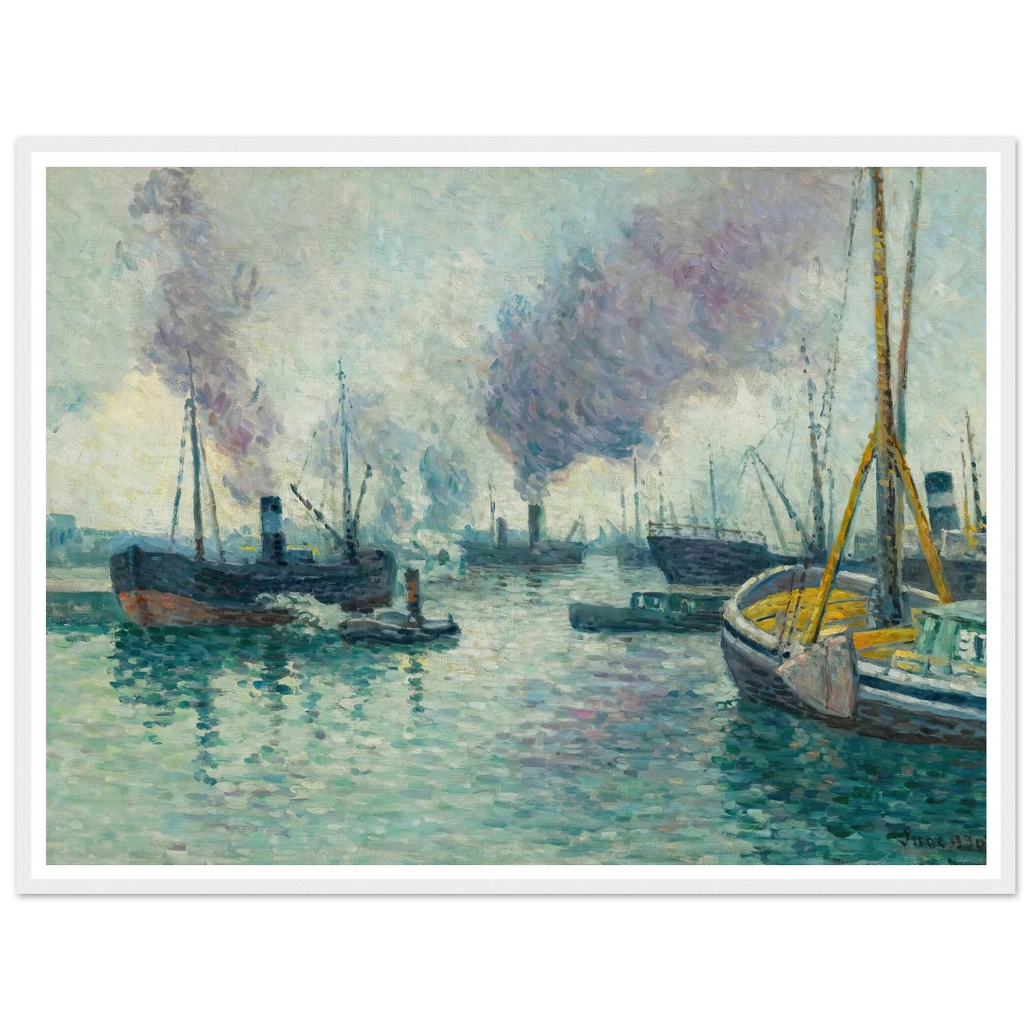 Le Port De Rotterdam (1907) Art Print | Maximilien Luce - Framed Poster - 30x40 cm / 12x16″ - Black frame