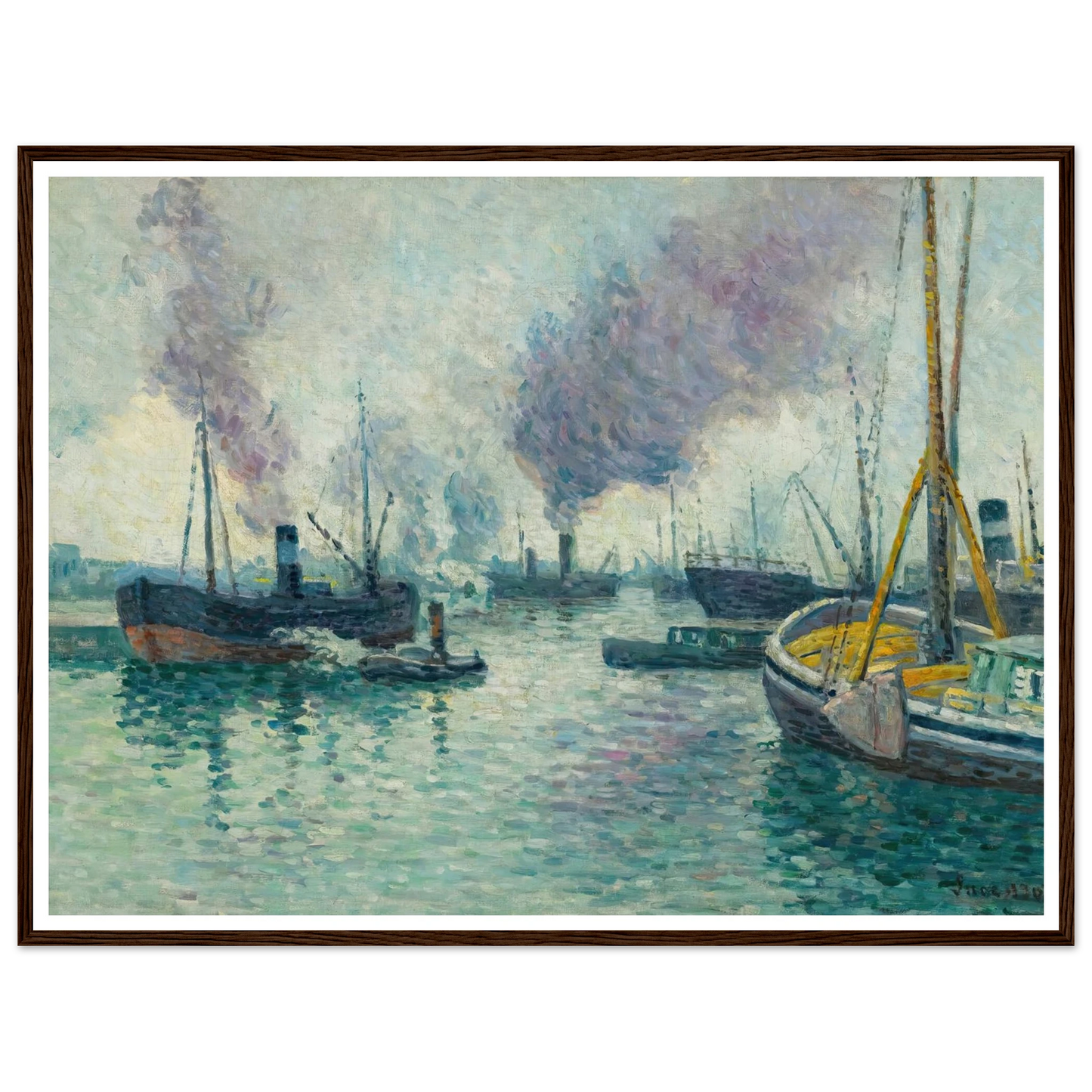 Le Port De Rotterdam (1907) Art Print | Maximilien Luce - Framed Poster - 30x40 cm / 12x16″ - Black frame