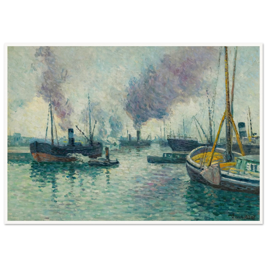 Le Port De Rotterdam (1907) Art Print | Maximilien Luce - Framed Poster - 30x40 cm / 12x16″ - Black frame