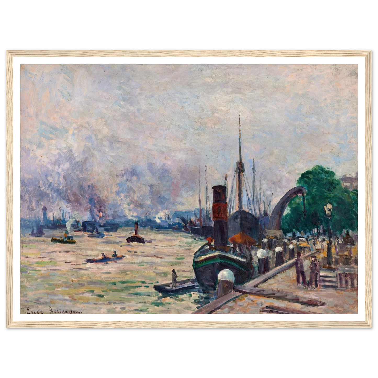Le port de Rotterdam (1908) Art Print | Maximilien Luce - Framed Poster - 30x40 cm / 12x16″ - Black frame