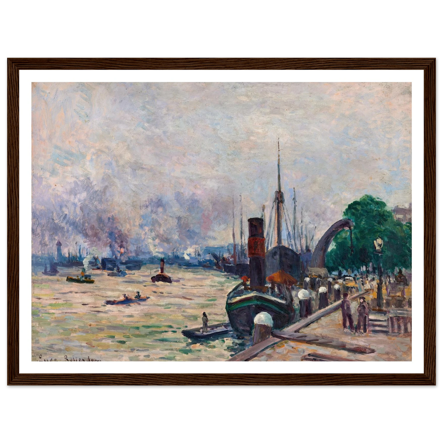 Le port de Rotterdam (1908) Art Print | Maximilien Luce - Framed Poster - 30x40 cm / 12x16″ - Black frame