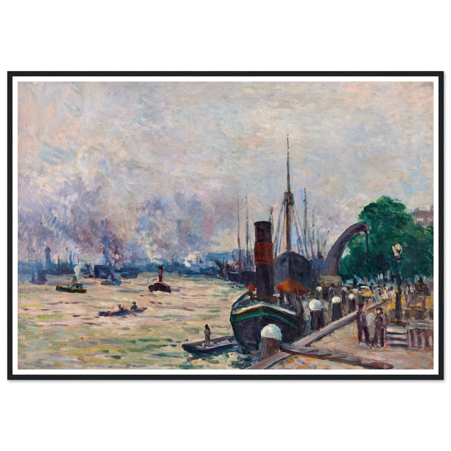 Le port de Rotterdam (1908) Art Print | Maximilien Luce - Framed Poster - 30x40 cm / 12x16″ - Black frame