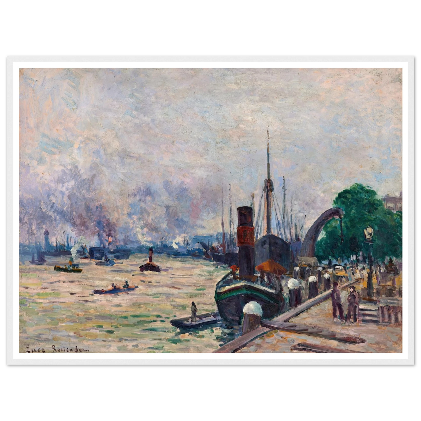 Le port de Rotterdam (1908) Art Print | Maximilien Luce - Framed Poster - 30x40 cm / 12x16″ - Black frame