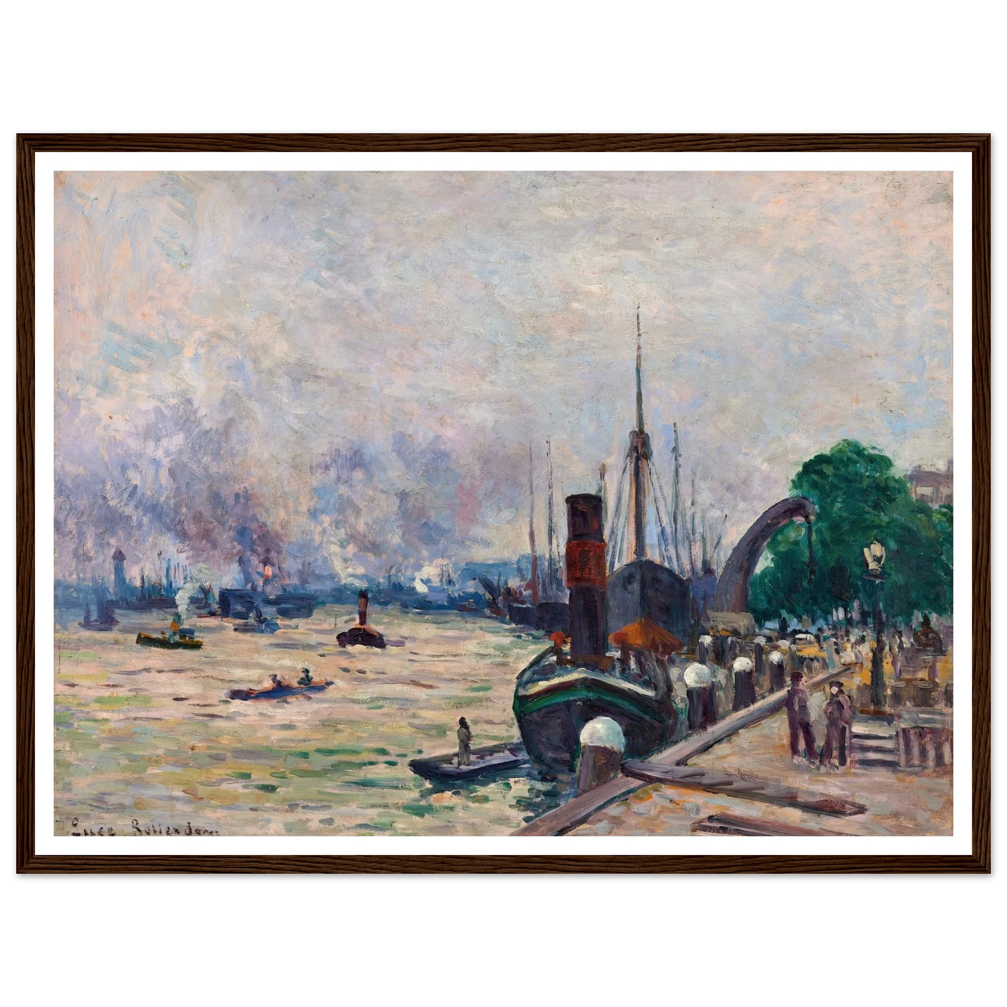 Le port de Rotterdam (1908) Art Print | Maximilien Luce - Framed Poster - 30x40 cm / 12x16″ - Black frame