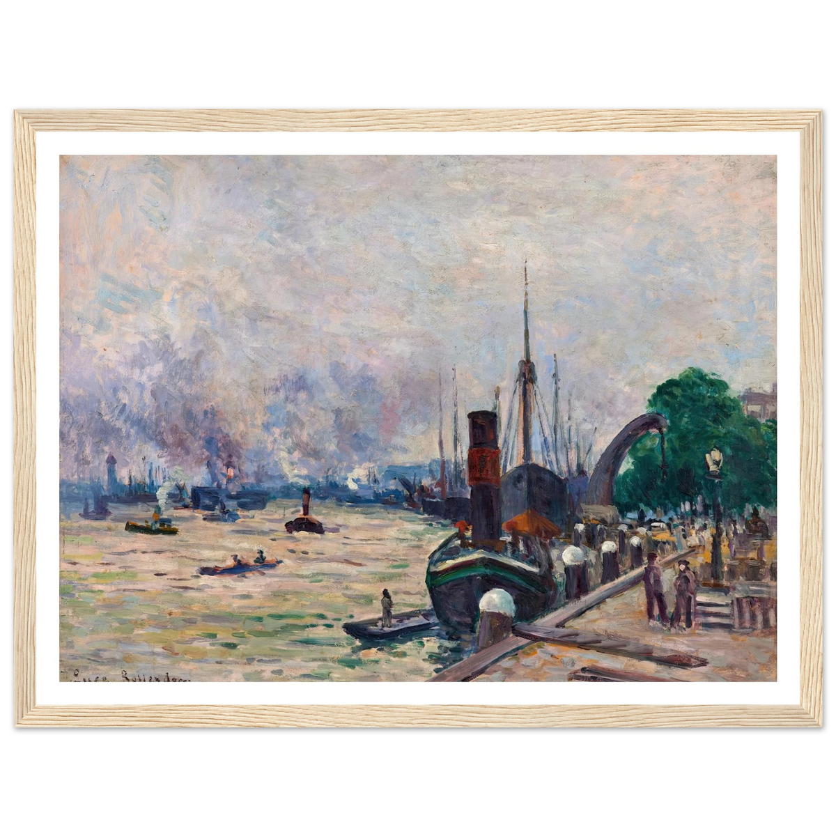 Le port de Rotterdam (1908) Art Print | Maximilien Luce - Framed Poster - 30x40 cm / 12x16″ - Black frame
