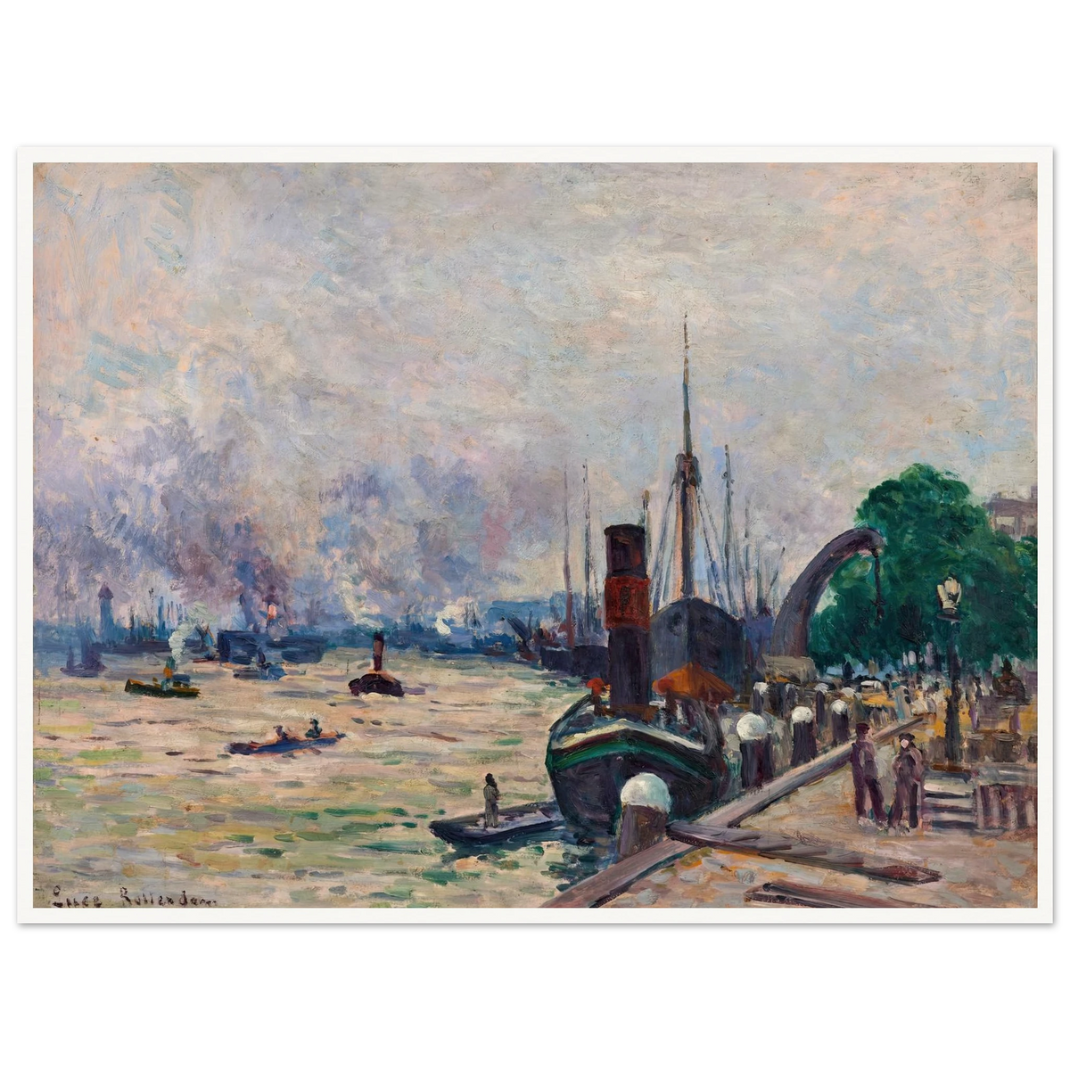 Le port de Rotterdam (1908) Art Print | Maximilien Luce - Framed Poster - 30x40 cm / 12x16″ - Black frame