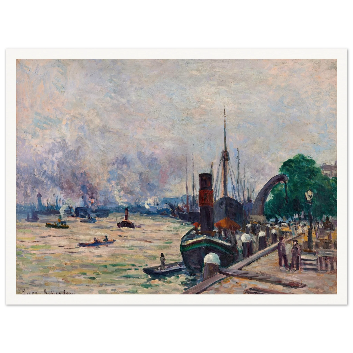 Le port de Rotterdam (1908) Art Print | Maximilien Luce - Framed Poster - 30x40 cm / 12x16″ - Black frame