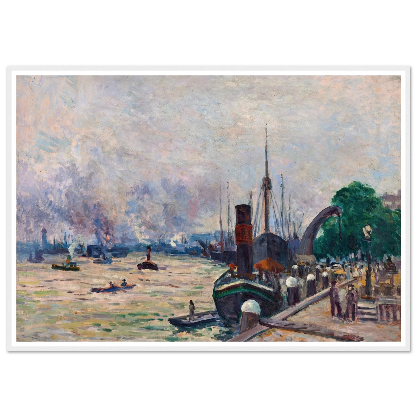 Le port de Rotterdam (1908) Art Print | Maximilien Luce - Framed Poster - 30x40 cm / 12x16″ - Black frame