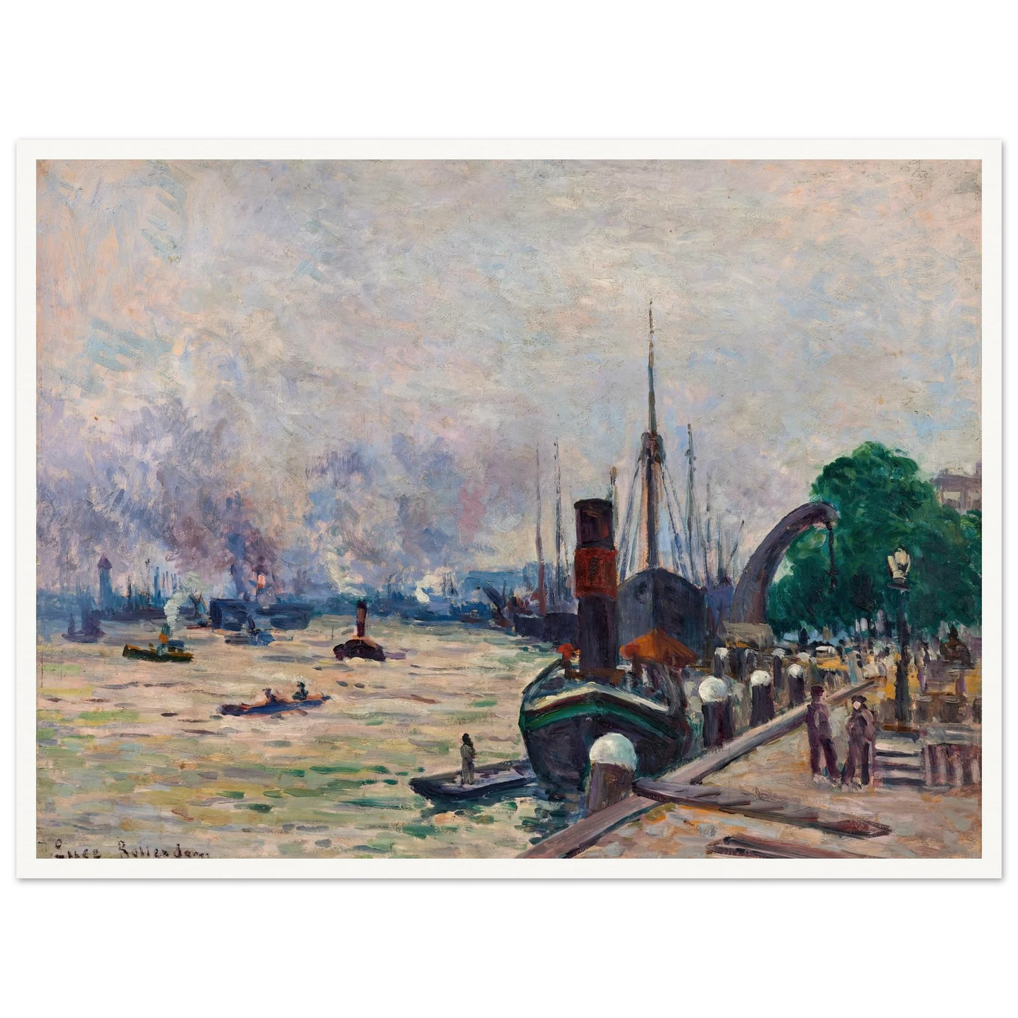 Le port de Rotterdam (1908) Art Print | Maximilien Luce - Framed Poster - 30x40 cm / 12x16″ - Black frame