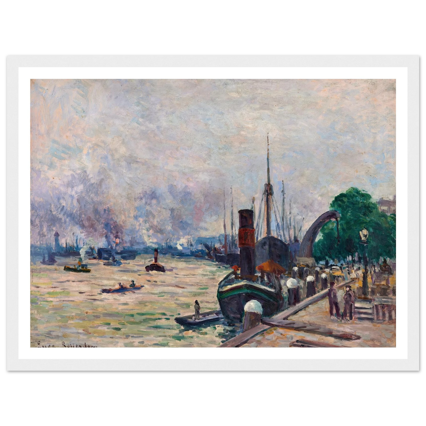 Le port de Rotterdam (1908) Art Print | Maximilien Luce - Framed Poster - 30x40 cm / 12x16″ - Black frame