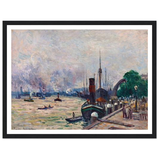 Le port de Rotterdam (1908) Art Print | Maximilien Luce - Framed Poster - 30x40 cm / 12x16″ - Black frame