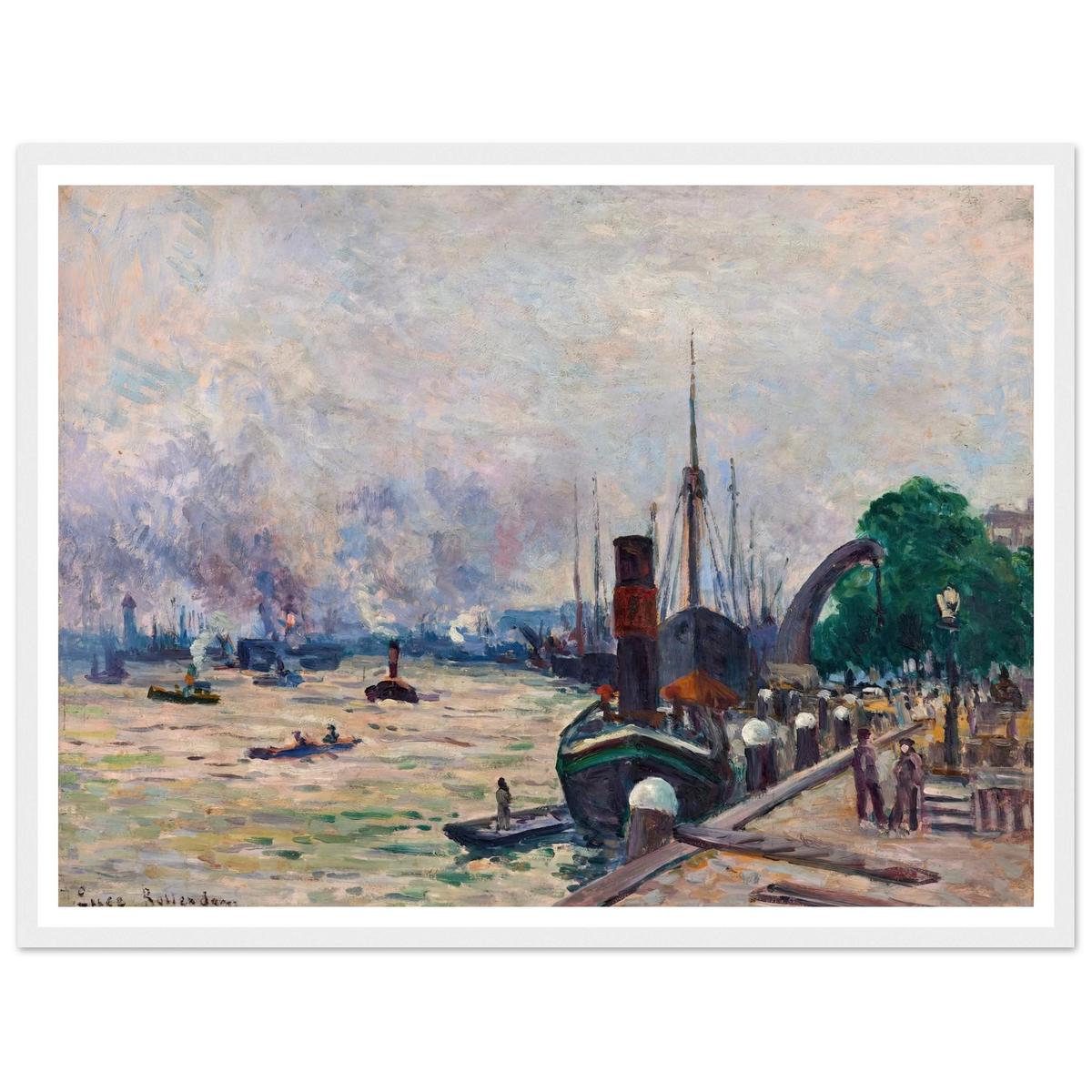 Le port de Rotterdam (1908) Art Print | Maximilien Luce - Framed Poster - 30x40 cm / 12x16″ - Black frame