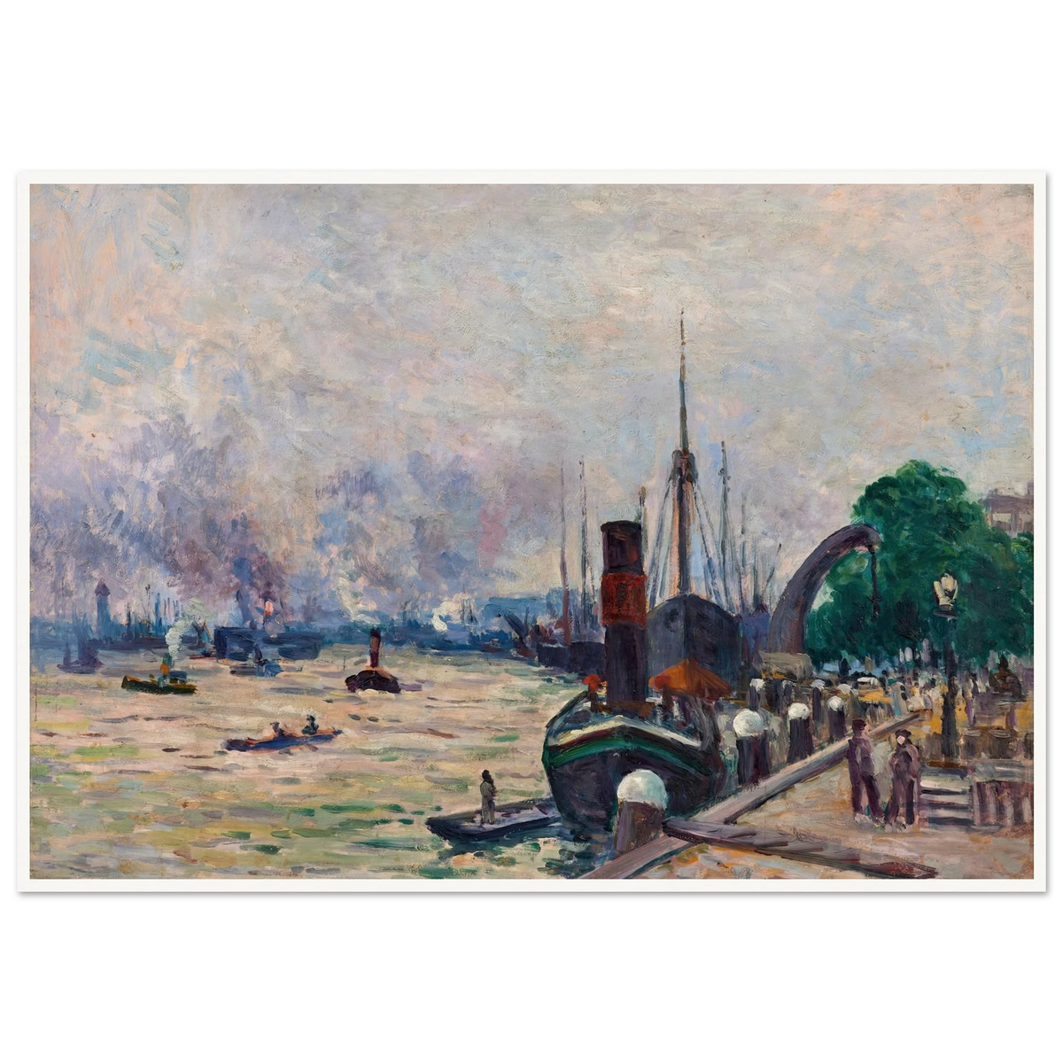 Le port de Rotterdam (1908) Art Print | Maximilien Luce - Framed Poster - 30x40 cm / 12x16″ - Black frame