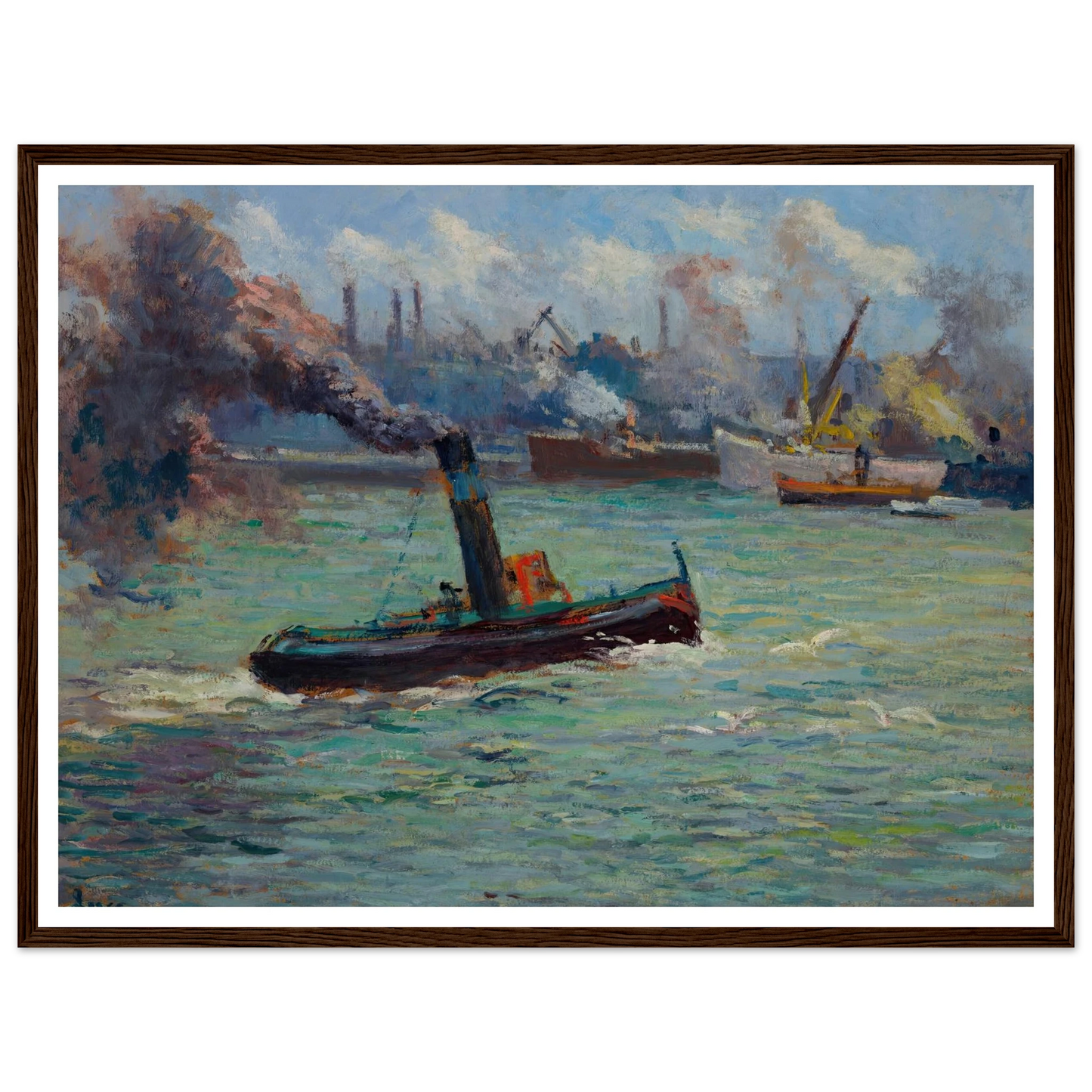 Le port de Rouen Art Print | Maximilien Luce - Framed Poster - 30x40 cm / 12x16″ - Black frame