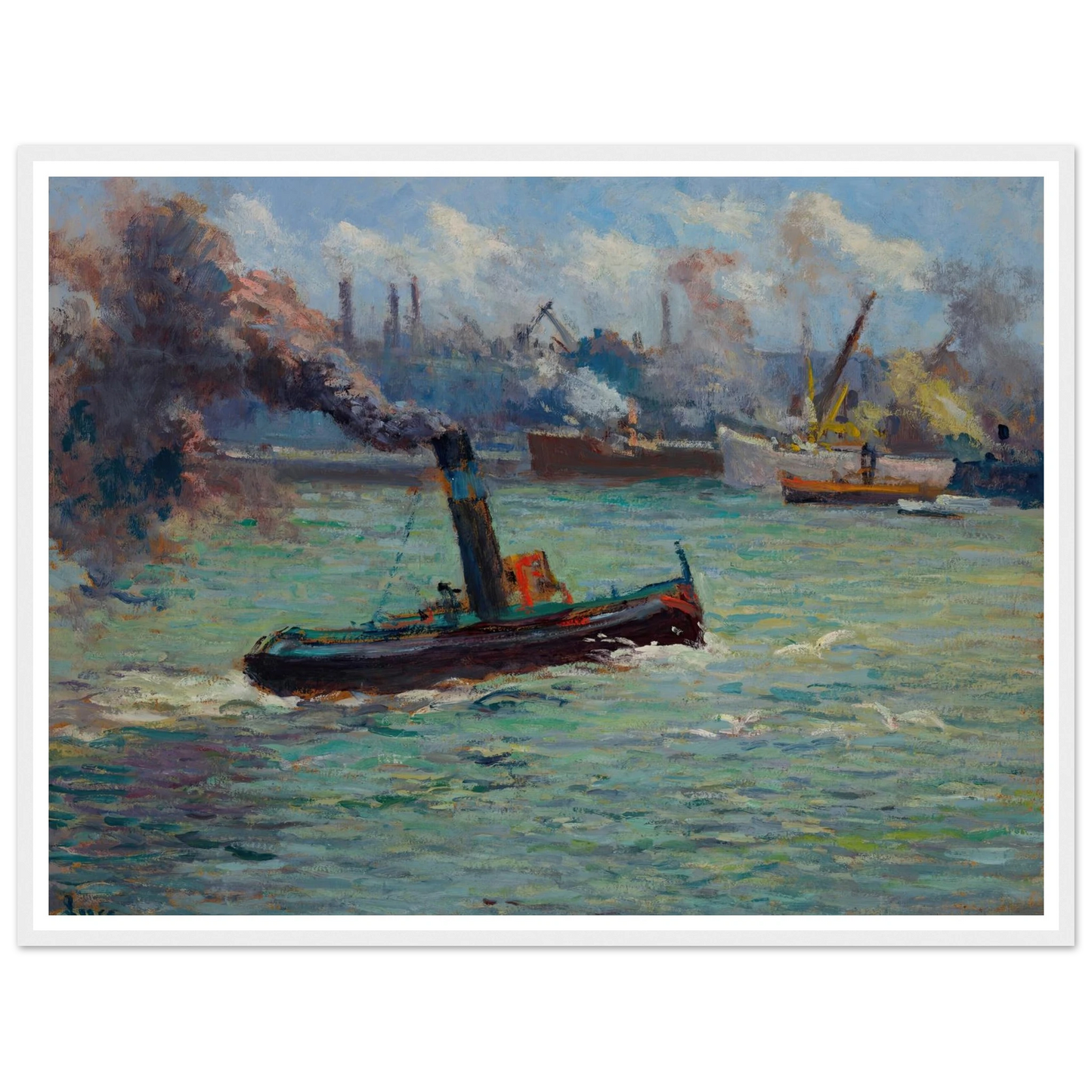 Le port de Rouen Art Print | Maximilien Luce - Framed Poster - 30x40 cm / 12x16″ - Black frame