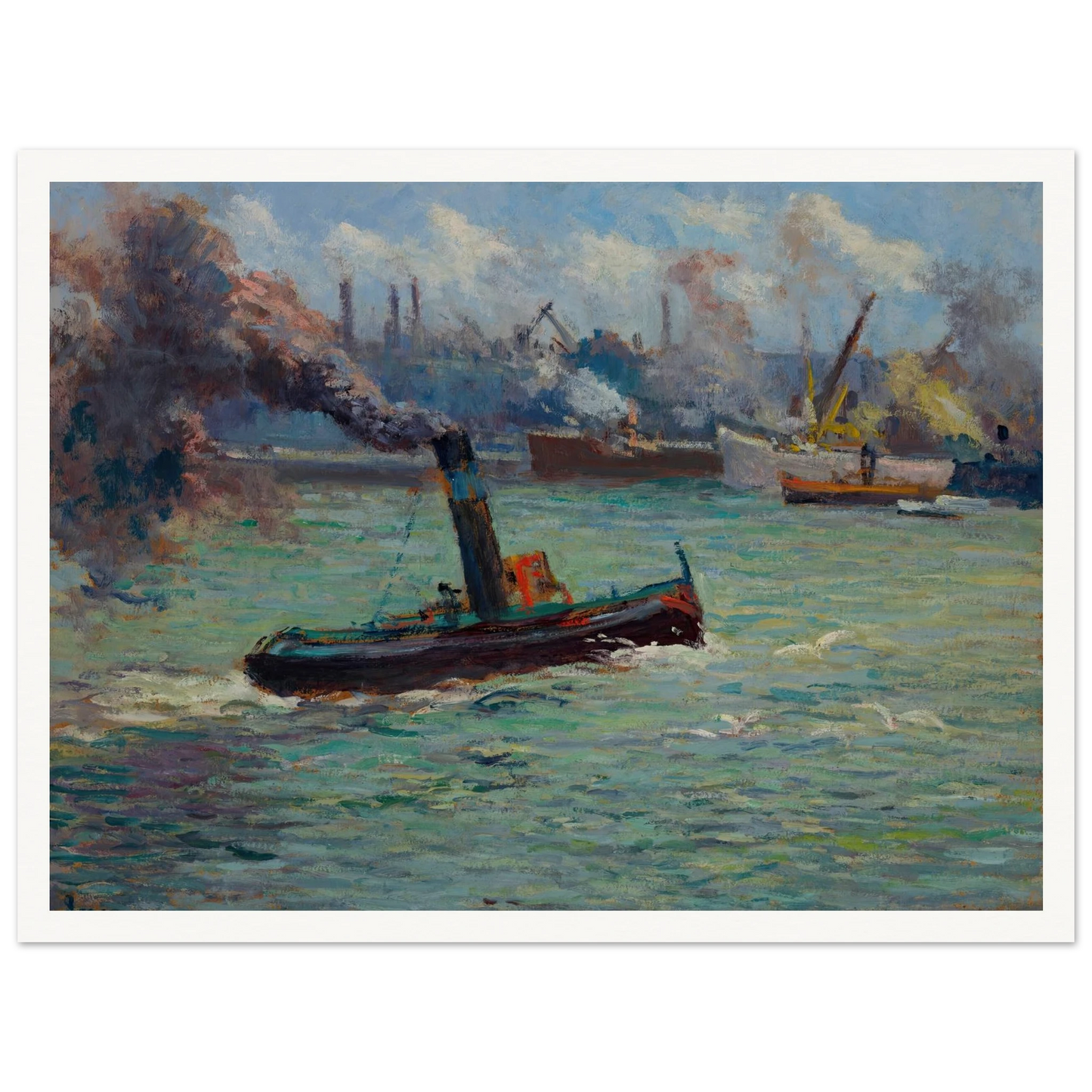 Le port de Rouen Art Print | Maximilien Luce - Framed Poster - 30x40 cm / 12x16″ - Black frame