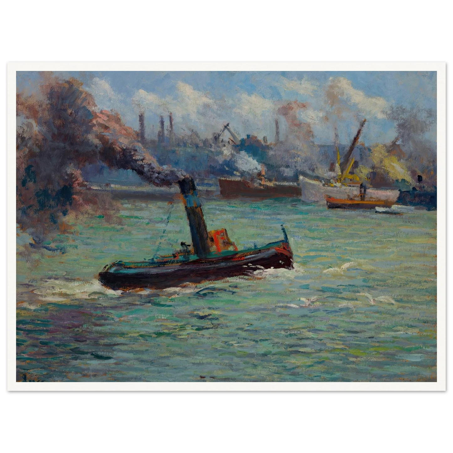 Le port de Rouen Art Print | Maximilien Luce - Framed Poster - 30x40 cm / 12x16″ - Black frame