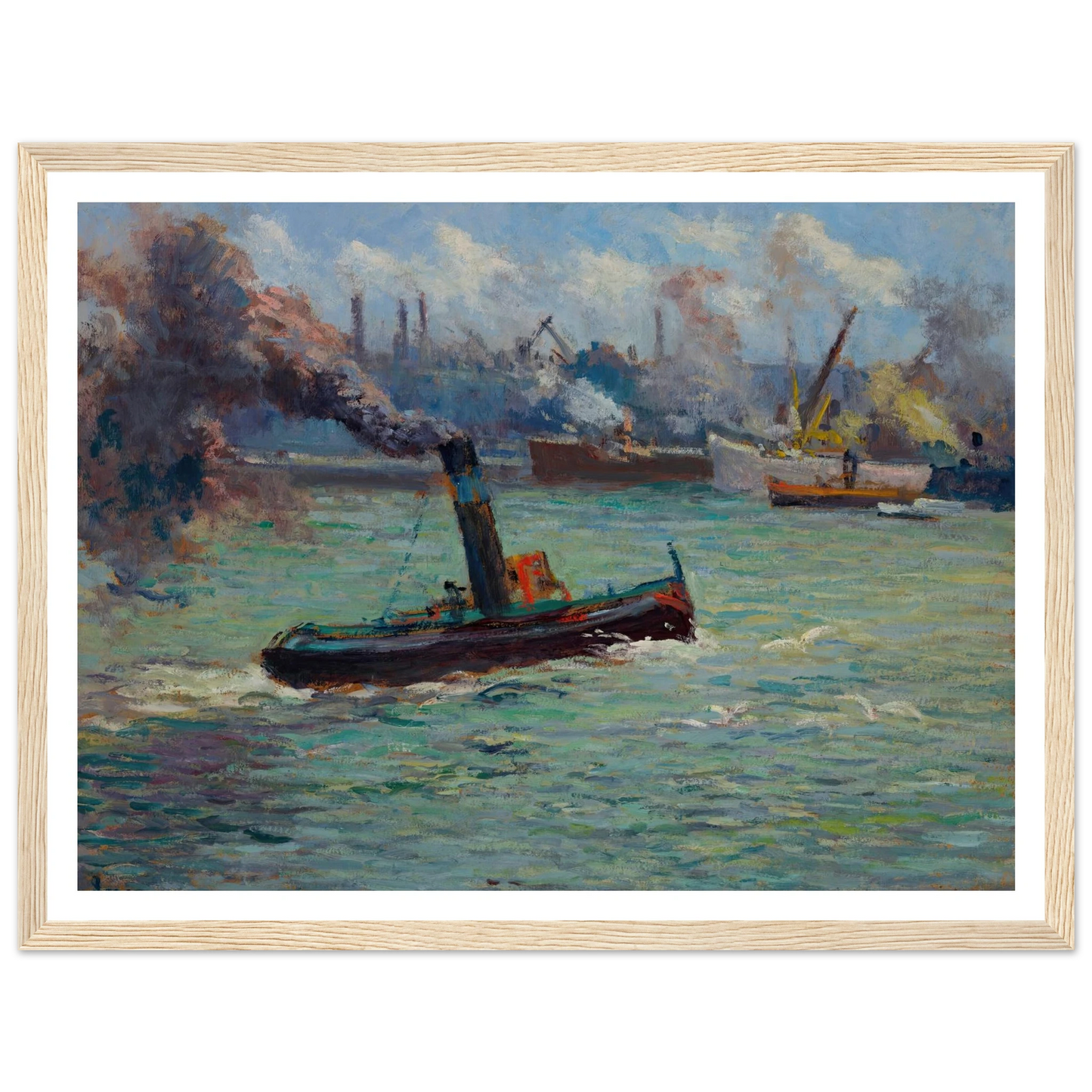 Le port de Rouen Art Print | Maximilien Luce - Framed Poster - 30x40 cm / 12x16″ - Black frame