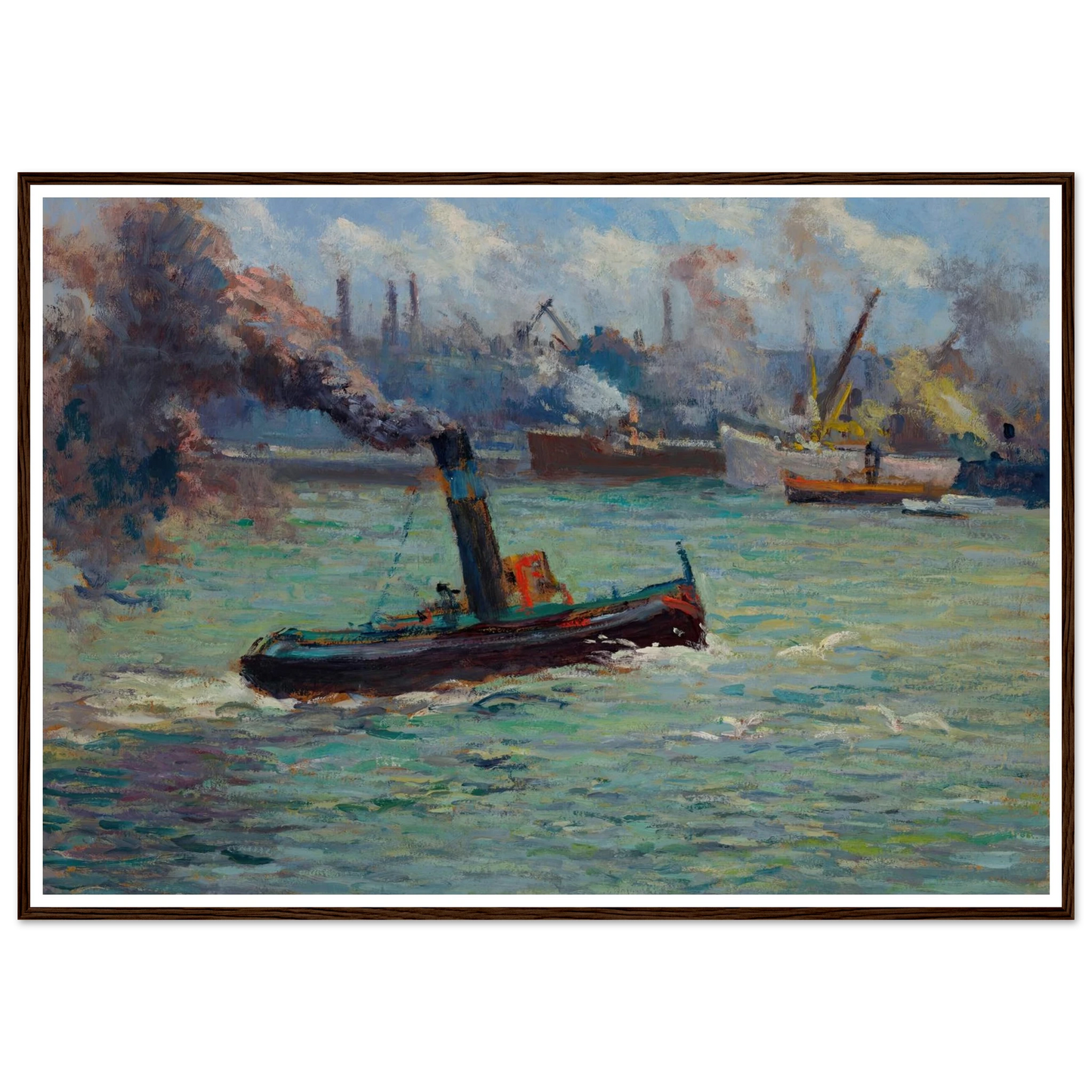 Le port de Rouen Art Print | Maximilien Luce - Framed Poster - 30x40 cm / 12x16″ - Black frame