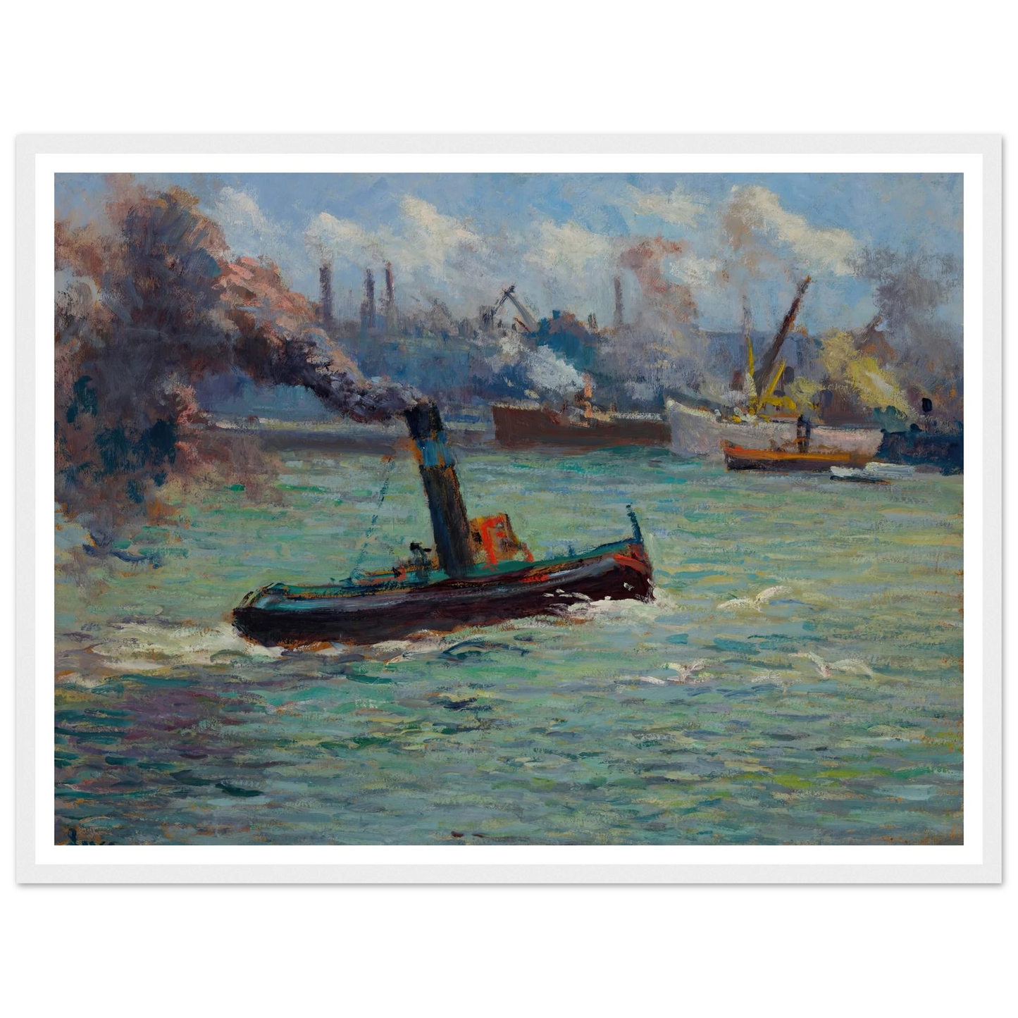 Le port de Rouen Art Print | Maximilien Luce - Framed Poster - 30x40 cm / 12x16″ - Black frame