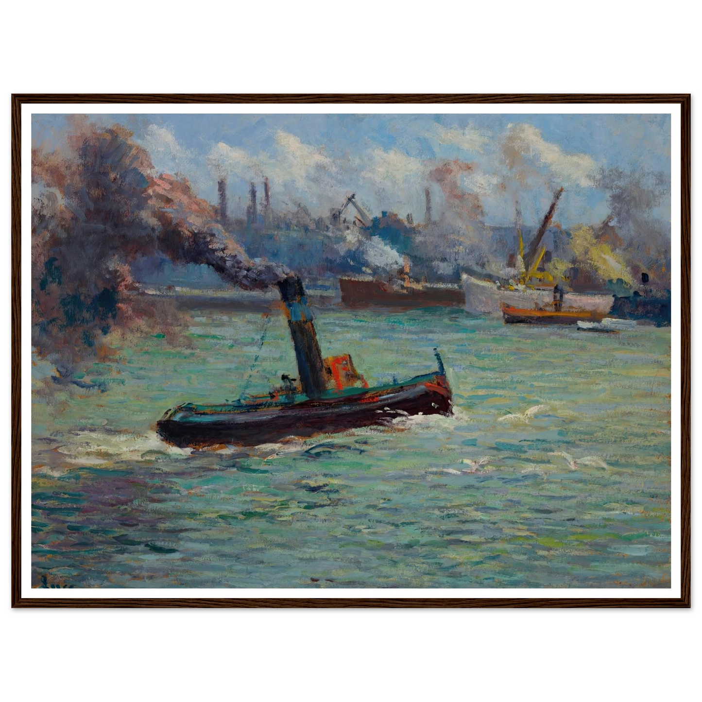 Le port de Rouen Art Print | Maximilien Luce - Framed Poster - 30x40 cm / 12x16″ - Black frame