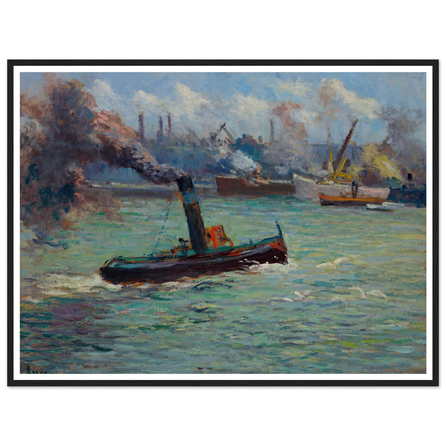 Le port de Rouen Art Print | Maximilien Luce - Framed Poster - 30x40 cm / 12x16″ - Black frame
