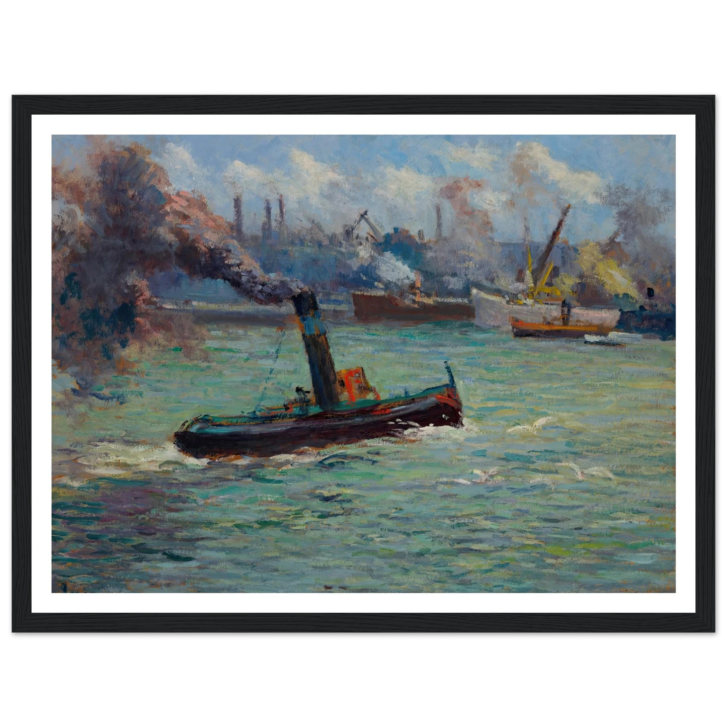 Le port de Rouen Art Print | Maximilien Luce - Framed Poster - 30x40 cm / 12x16″ - Black frame