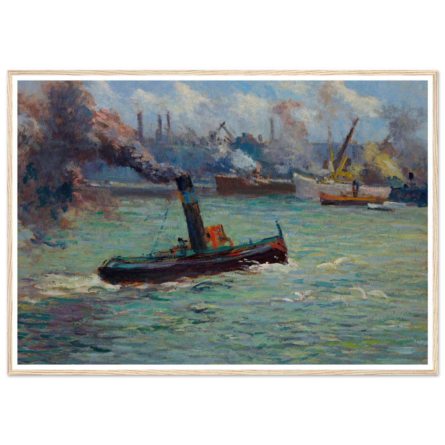 Le port de Rouen Art Print | Maximilien Luce - Framed Poster - 30x40 cm / 12x16″ - Black frame