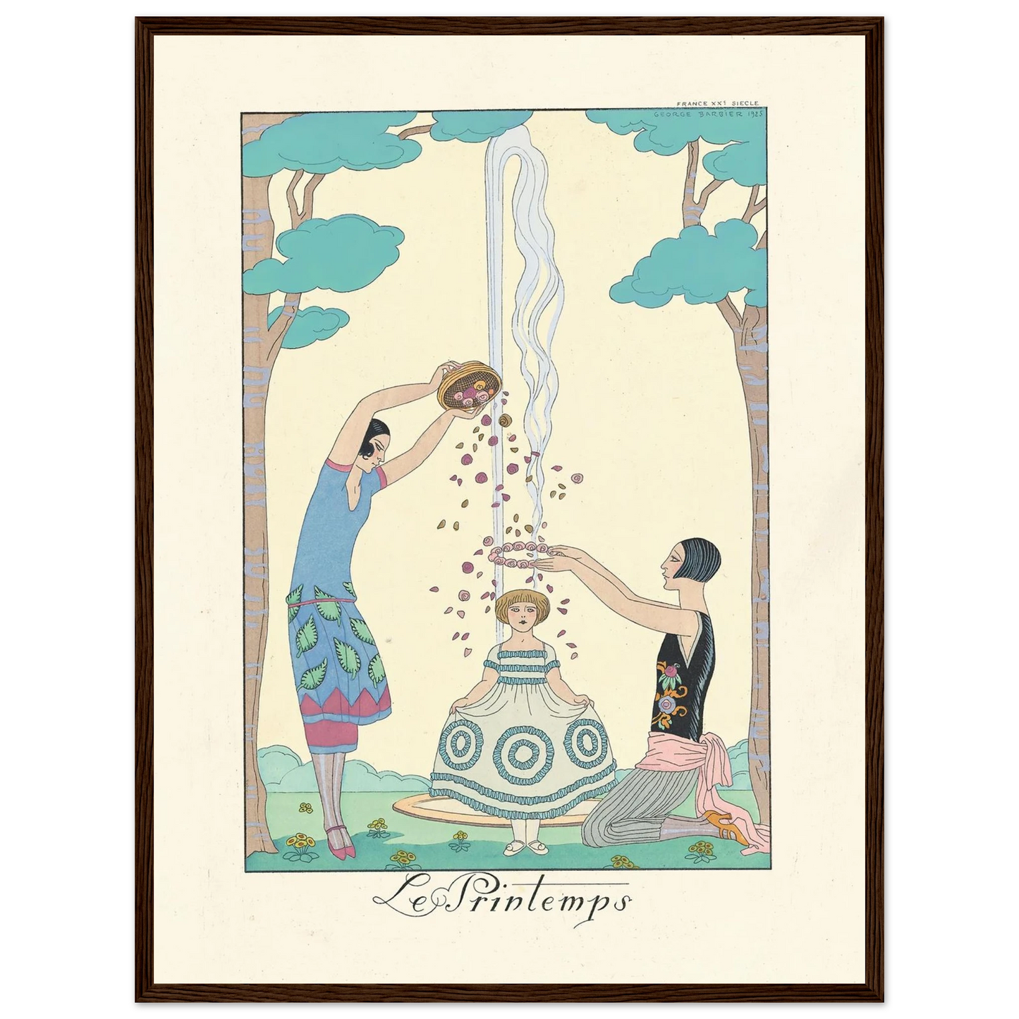Le Printemps (Spring) (1922–1926) Art Print | George Barbier - Framed Poster - 30x40 cm / 12x16″ - Black frame