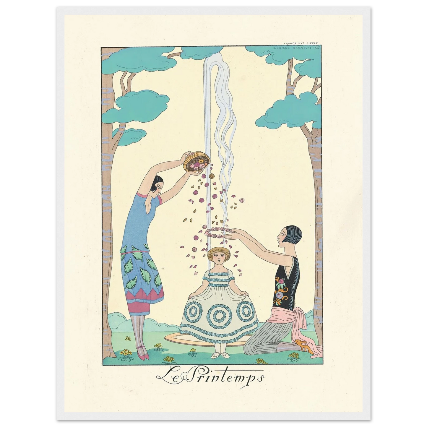 Le Printemps (Spring) (1922–1926) Art Print | George Barbier - Framed Poster - 30x40 cm / 12x16″ - Black frame