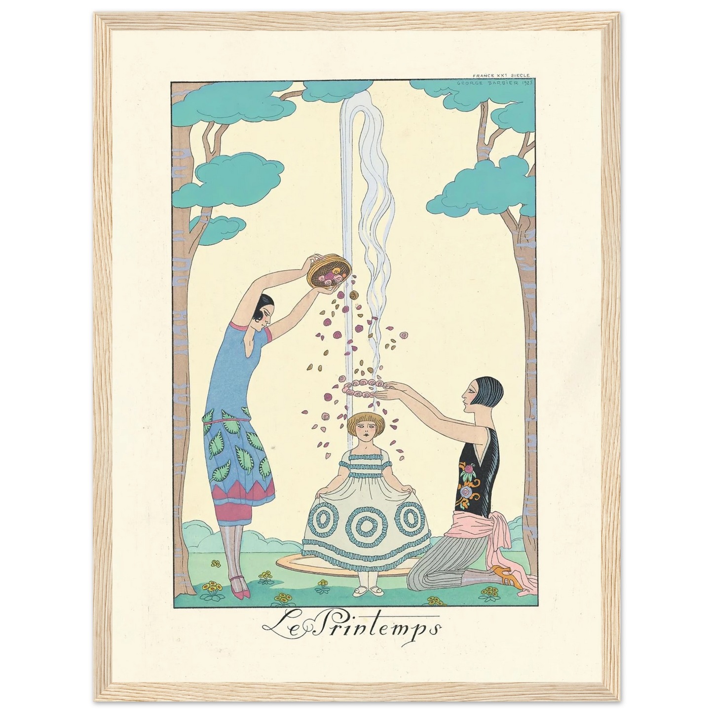 Le Printemps (Spring) (1922–1926) Art Print | George Barbier - Framed Poster - 30x40 cm / 12x16″ - Black frame
