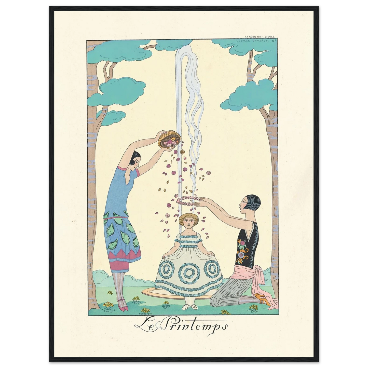 Le Printemps (Spring) (1922–1926) Art Print | George Barbier - Framed Poster - 30x40 cm / 12x16″ - Black frame