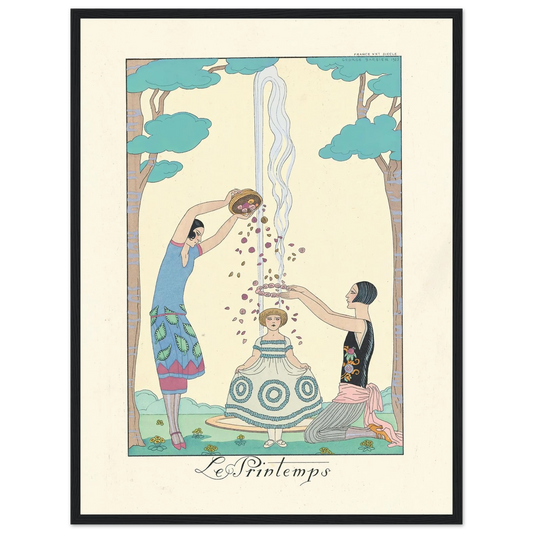 Le Printemps (Spring) (1922–1926) Art Print | George Barbier - Framed Poster - 30x40 cm / 12x16″ - Black frame