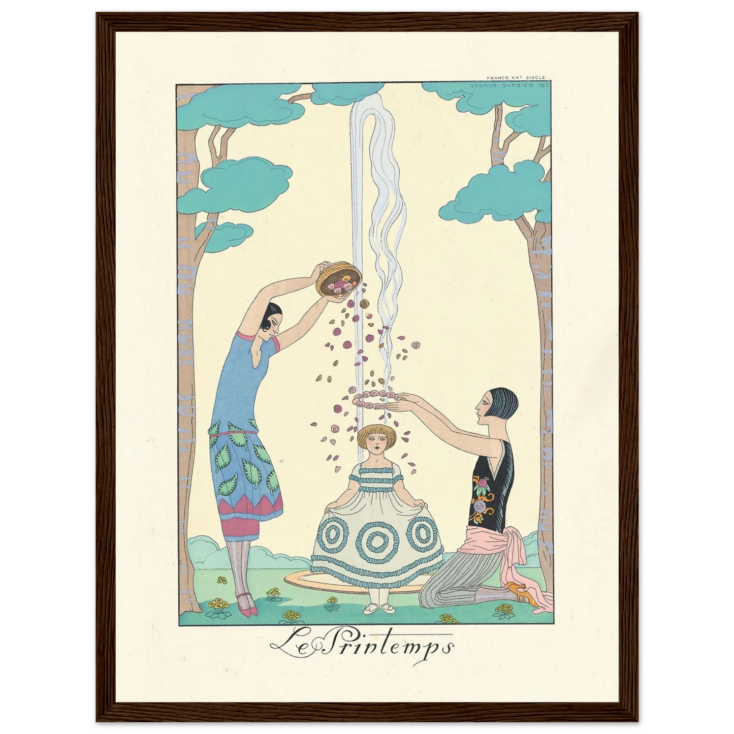 Le Printemps (Spring) (1922–1926) Art Print | George Barbier - Framed Poster - 30x40 cm / 12x16″ - Black frame