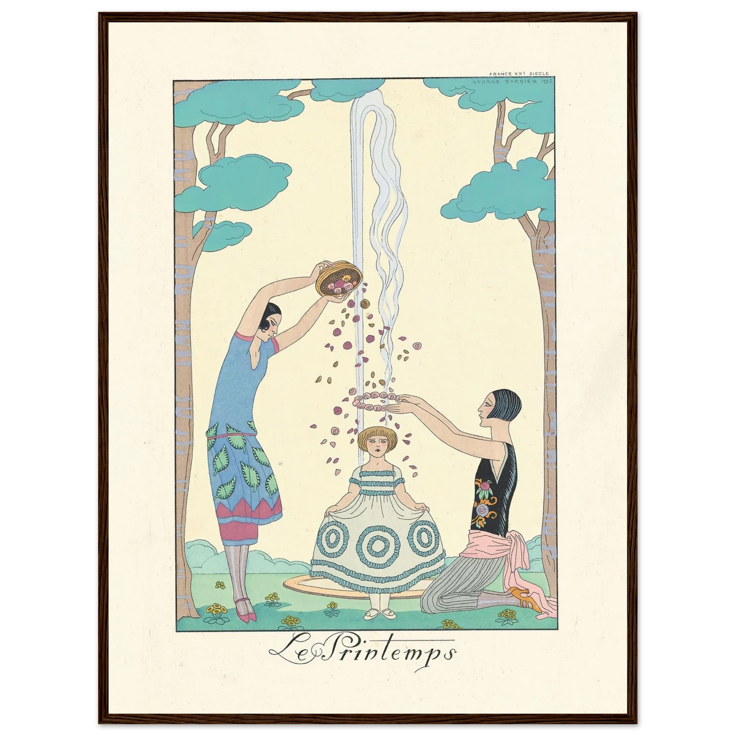 Le Printemps (Spring) (1922–1926) Art Print | George Barbier - Framed Poster - 30x40 cm / 12x16″ - Black frame