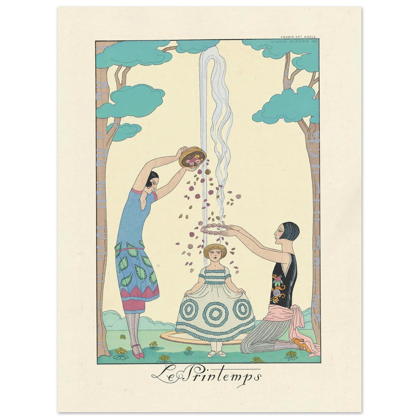 Le Printemps (Spring) (1922–1926) Art Print | George Barbier - Framed Poster - 30x40 cm / 12x16″ - Black frame