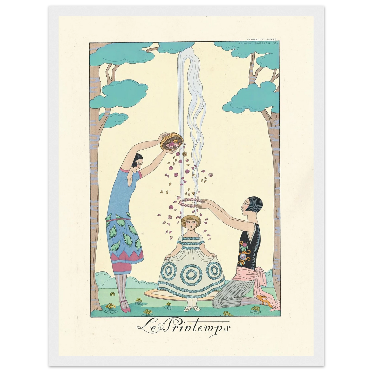 Le Printemps (Spring) (1922–1926) Art Print | George Barbier - Framed Poster - 30x40 cm / 12x16″ - Black frame
