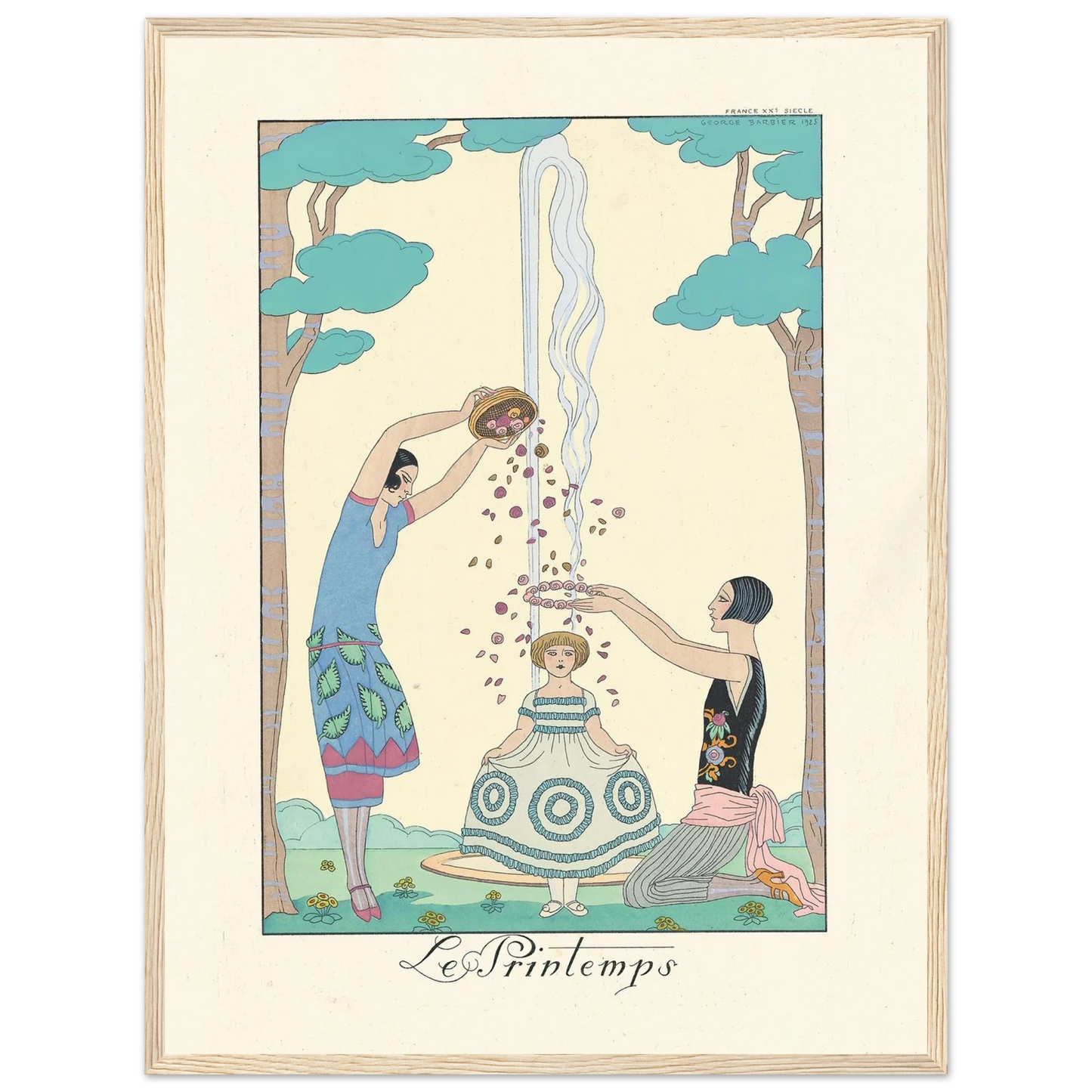 Le Printemps (Spring) (1922–1926) Art Print | George Barbier - Framed Poster - 30x40 cm / 12x16″ - Black frame