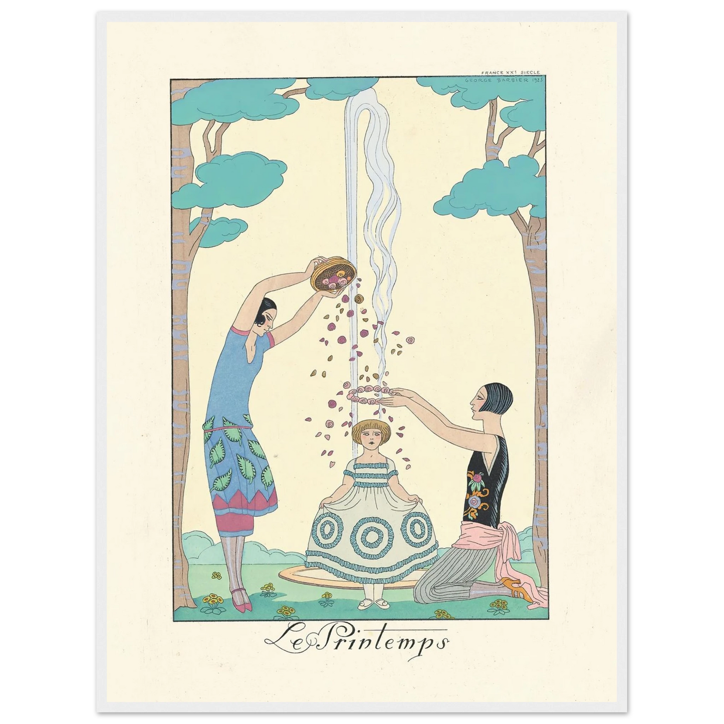 Le Printemps (Spring) (1922–1926) Art Print | George Barbier - Framed Poster - 30x40 cm / 12x16″ - Black frame