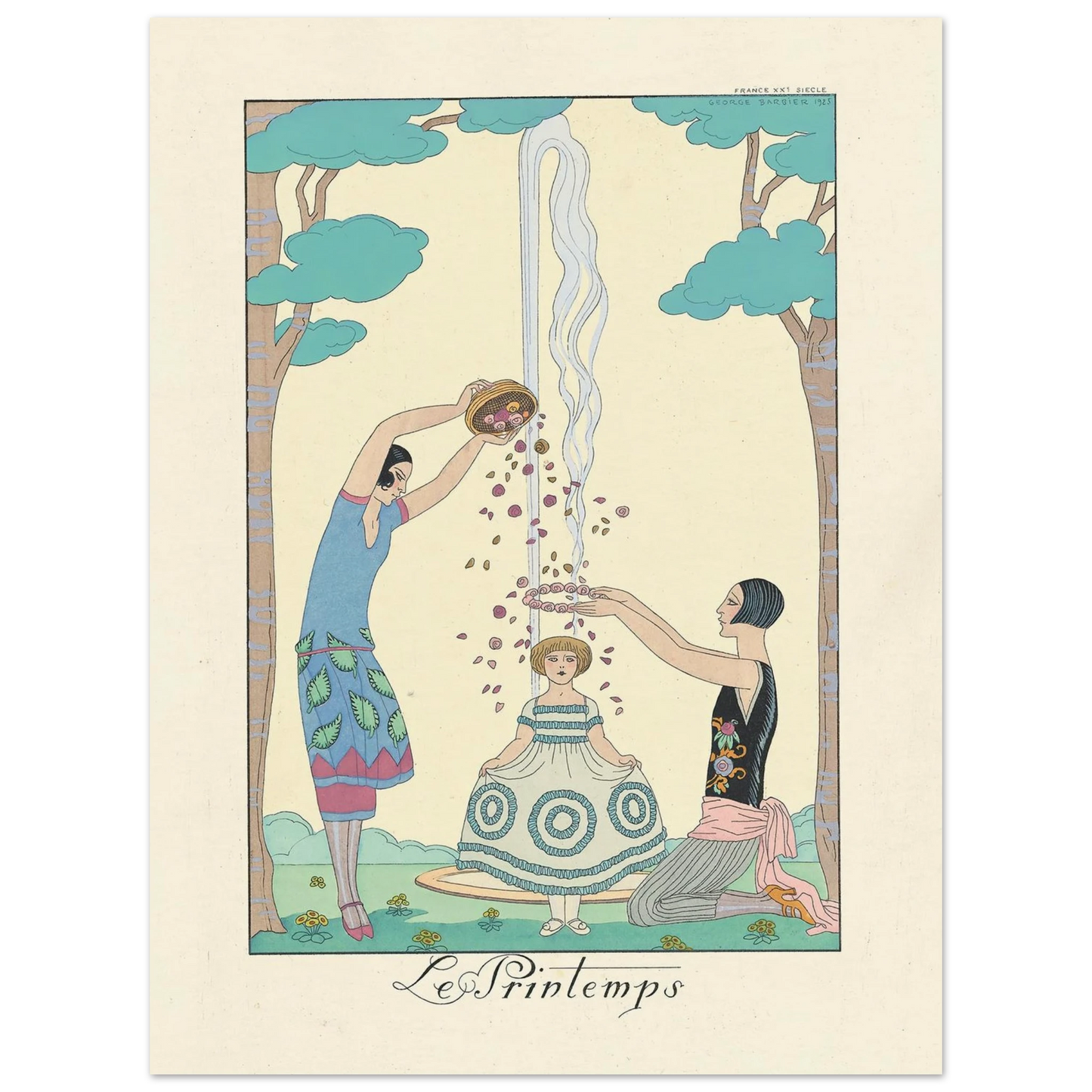 Le Printemps (Spring) (1922–1926) Art Print | George Barbier - Framed Poster - 30x40 cm / 12x16″ - Black frame