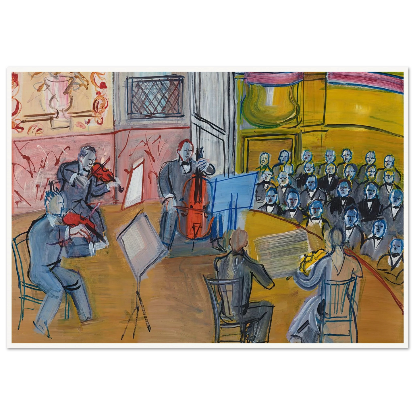 Le Quintette (1948) Art Print | Raoul Dufy - Framed Poster - 30x40 cm / 12x16″ - Black frame
