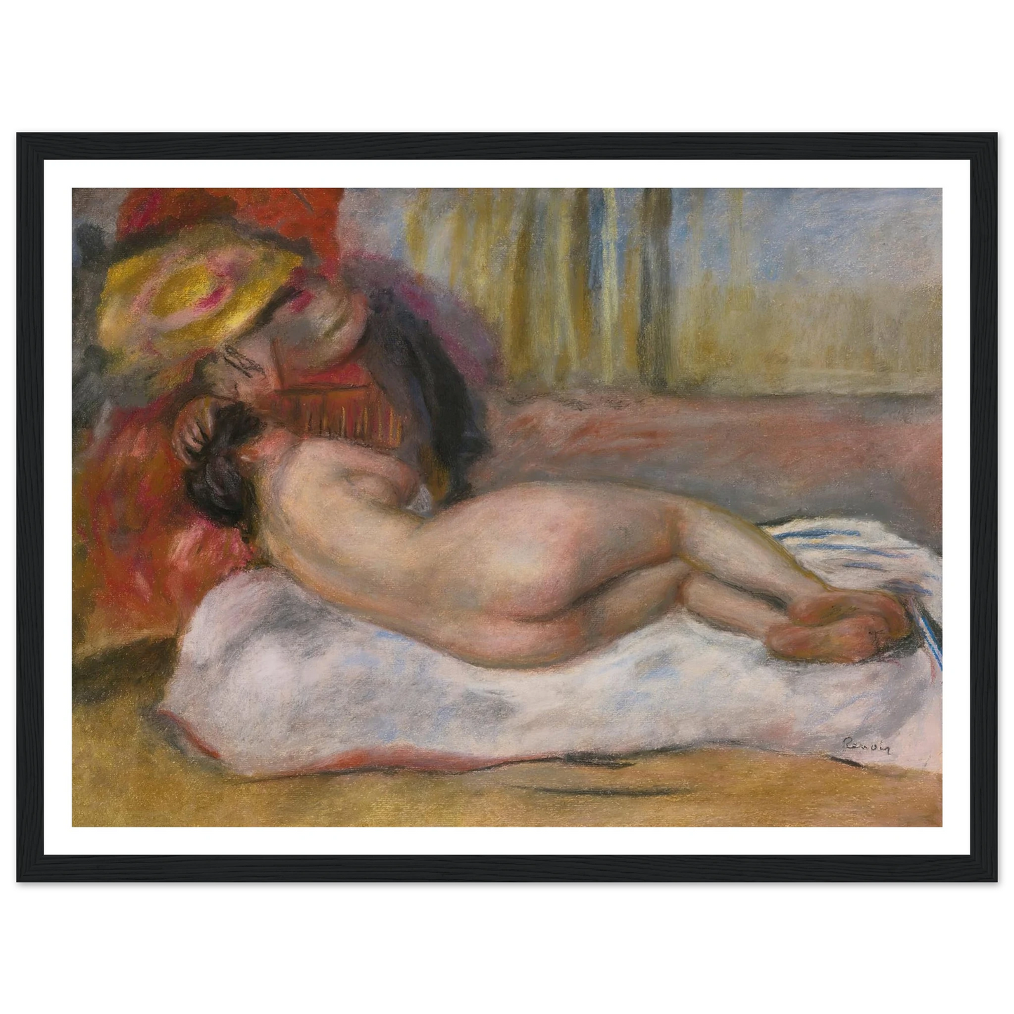 Le Repos (circa 1895) Art Print | Pierre Auguste Renoir - Framed Poster - 30x40 cm / 12x16″ - Black frame