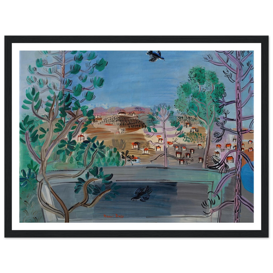Le réservoir à Golfe-Juan, à l’oiseau (1927) Art Print | Raoul Dufy - Framed Poster - 30x40 cm / 12x16″ - Black frame